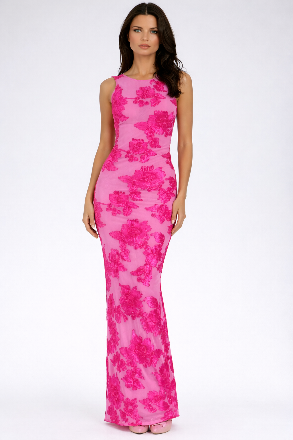 Women’s Floral Embellished Sleeveless Maxi Dress