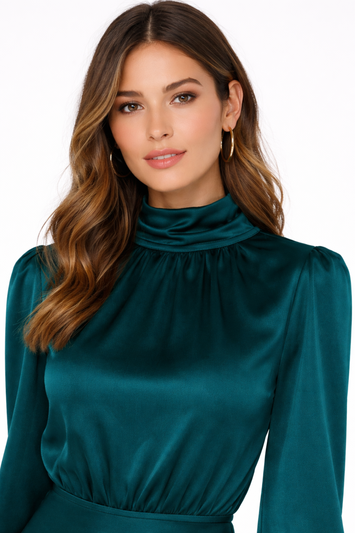 Women's Hazel Satin Long-Sleeve Midi Dress