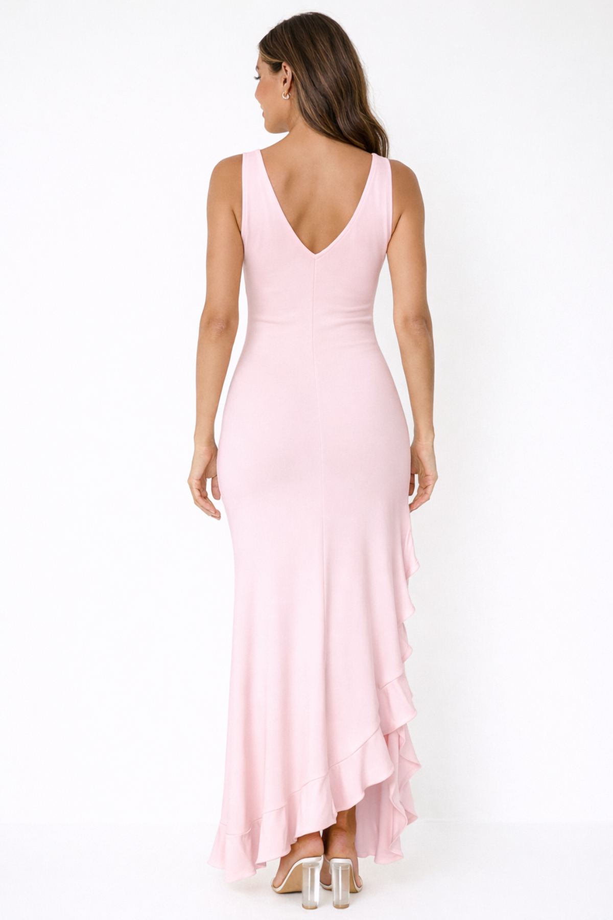Women’s Ruched Maxi Dress with Open Back