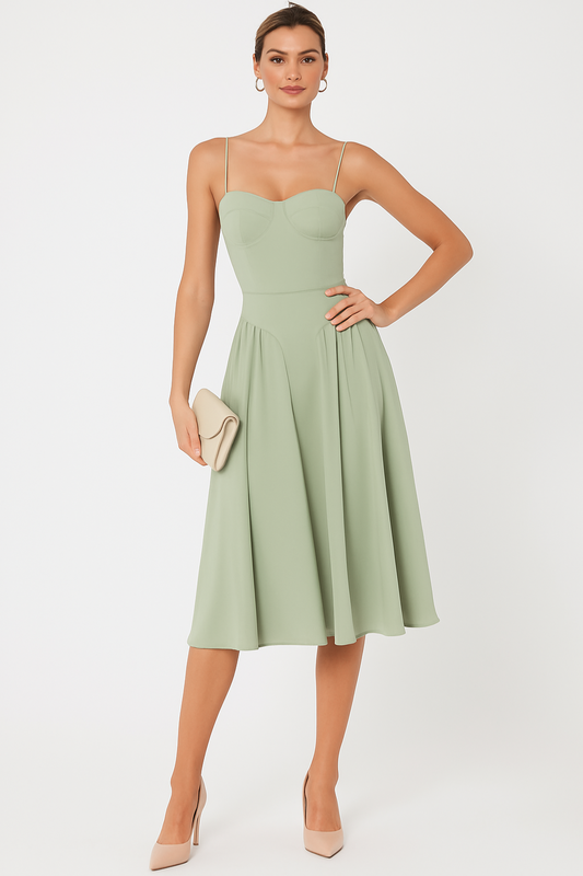 Women’s Structured Corset Midi Dress