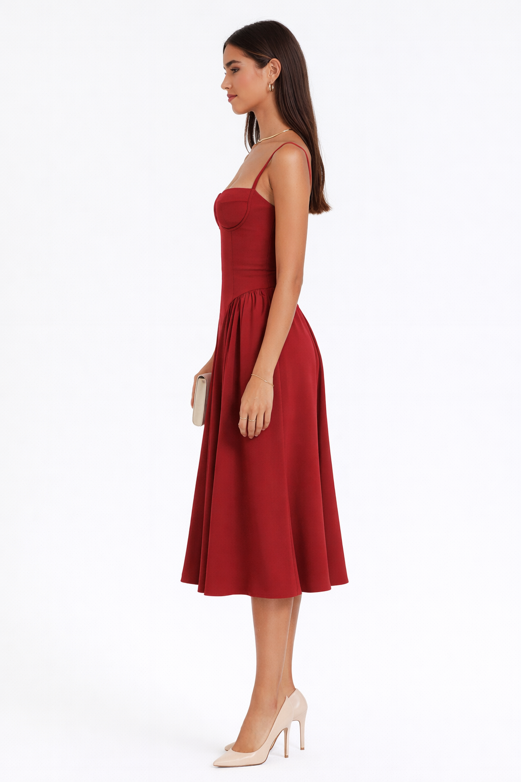 Women’s Structured Corset Midi Dress